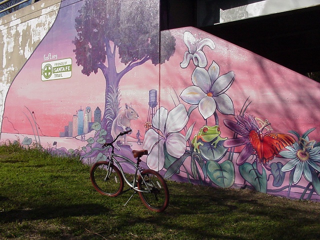 My Retrospec Beach Cruiser against an overpass mura